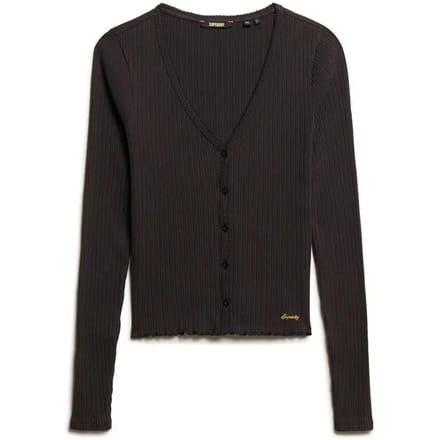 Superdry Essential top met Knopen en Lange Mouwen Zwart Grootte: 34-36