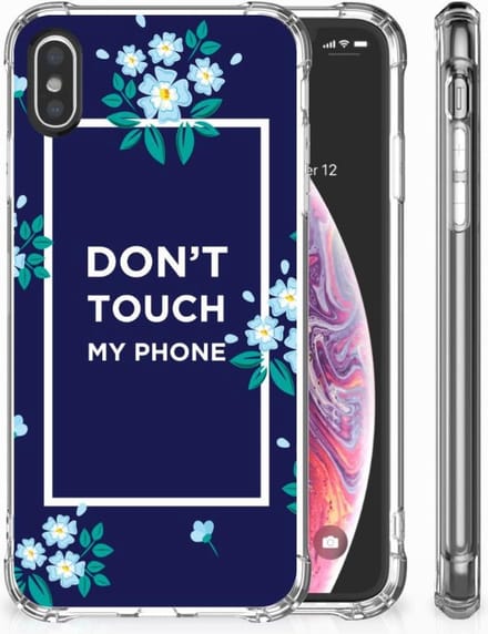 Apple iPhone X | Xs Anti Shock Case Flowers Blue DTMP