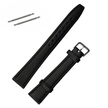 Fako® - Horlogebandje - Echt Leer - Small - 18mm - Zwart