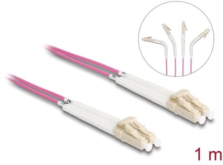 Delock Optical Fiber Cable LC Duplex to LC Duplex Multi-mode OM4 angled 1 m