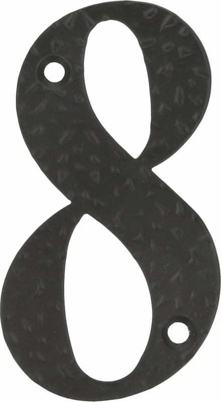 AMIG Huisnummer 8 - massief gesmeed staal - 10cm - incl. bijpassende schroeven - zwart