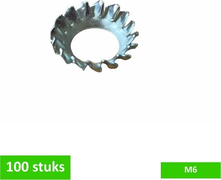 TQ4U getande veerring - M6 - hoog model - hoogte 3 mm - verzinkt - 100 STUKS