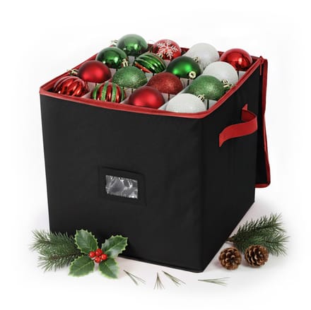 Kerstballen opbergbox - voor 64 ballen - zwart