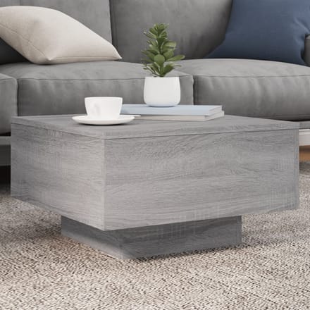 vidaXL - Salontafel - met - LED-verlichting - 55x55x31 - cm - grijs - sonoma - eiken