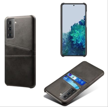 Backcover met Opbergvakjes + PMMA Screenprotector voor Galaxy S21 5G _ Zwart
