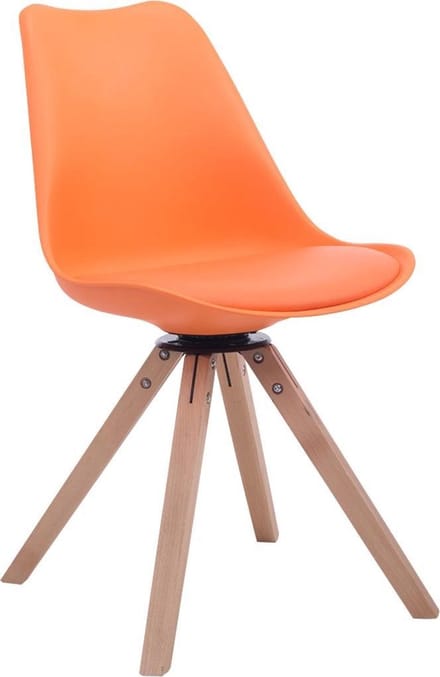 CLP Troyes Eetkamerstoel - Vierkant frame - Kunstleer oranje natura
