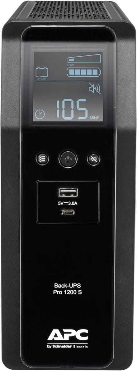 APC Back-UPS PRO BR1200SI - Noodstroomvoeding, 8x C13 uitgang, 2x USB lader (type A & C), 1200VA, USB dataport
