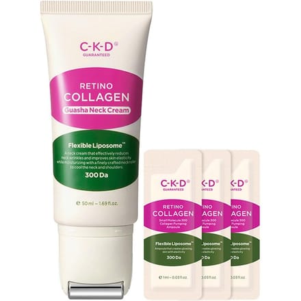 CKD Retino Collageen Gua Sha Nek Rimpel Crème 50ml + Collageen Ampul 1ml 3p set, 1 set pink