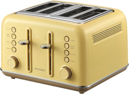 Buydeem DT640E - Toster - 4 Krommen - Mellow Yellow - Retro Stijl