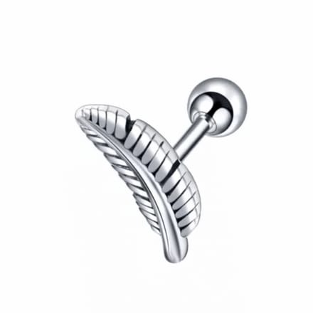 Helix-Zilverkleurig -veertje- oorbel - Charme Bijoux