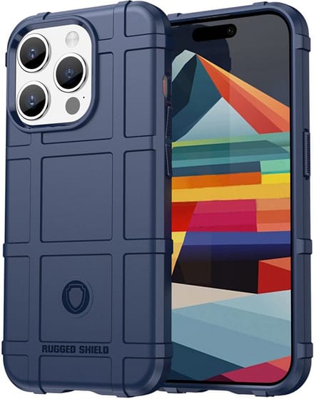 MobyDefend Hoesje - Geschikt voor iPhone 15 Pro - Rugged Shield TPU Backcover - Blauw