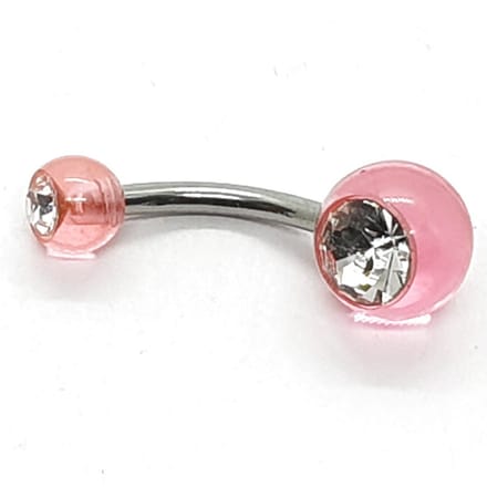Navel Piercing - Roze Met Steentjes