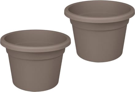 Bloempot Rond Premium 30cm + Bodemgaten TAUPE Nicoli / 2 STUKS ! /