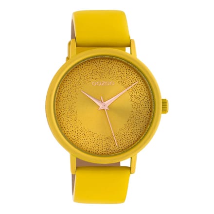 OOZOO Timepieces - Mosterd gele horloge met mosterd gele leren band - C10577