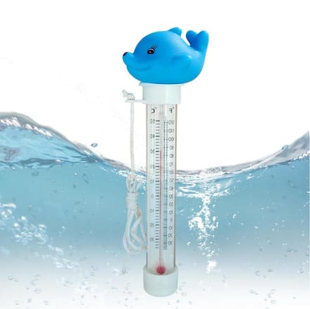 Drijvende Zwembadthermometer - Temperatuurmeter Touwtje - Water Temperatuur Meten - Gemakkelijk Leesbaar Display - 20 Centimeter - Dolfijn