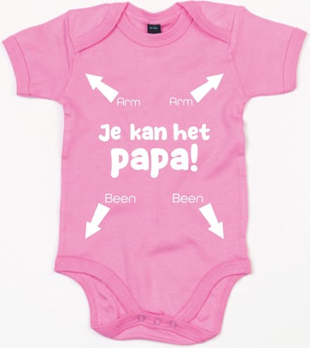 Rompertje Papa Je Kan Het-Bubble Gum Pink-3-6 Maanden