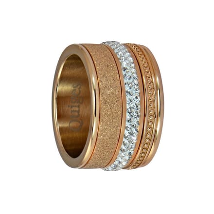 Quiges Dames Stapelring Set RVS Rosé Verguld - Maat 19.5 - Hoogte 10mm - SRS00519.5