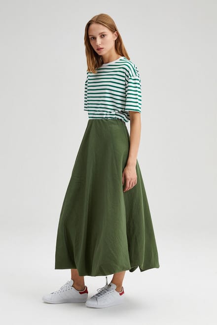 Touché Privé - Ballonrok met elastische taille - Khaki - Dames