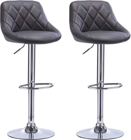 Designer Barkruk - Grijs - Velvet - Ergonomisch - Verstelbaar - Zithoogte 60-82cm - Set van 2