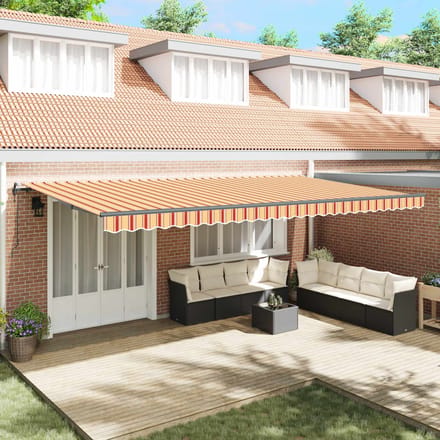 vidaXL - Uitschuifbare - luifel - Geel - en - Oranje - 600 - × - 300 - cm