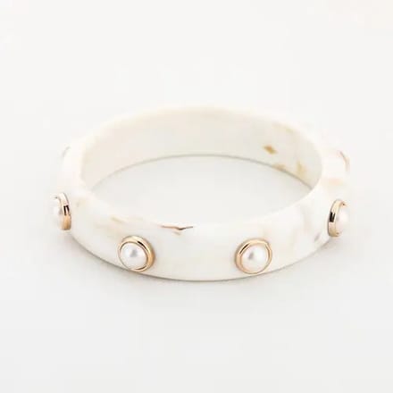 Armband - wit/marmerlook- parels - goud - trendy