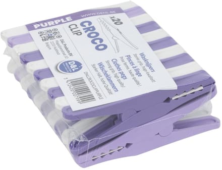 D&L Croco Wasklemmen | Wasknijpers - 20 Stuks - Lila