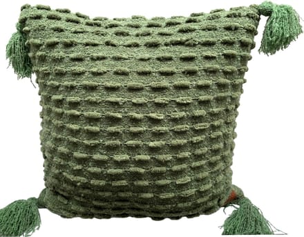 Rocaflor Kussen chenille groen met kwastjes 50x50cm
