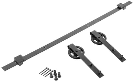 1 x Schuifdeuren Set CHAMBER-2 2 m (om van de bovenkant vast te schroeven) zwart