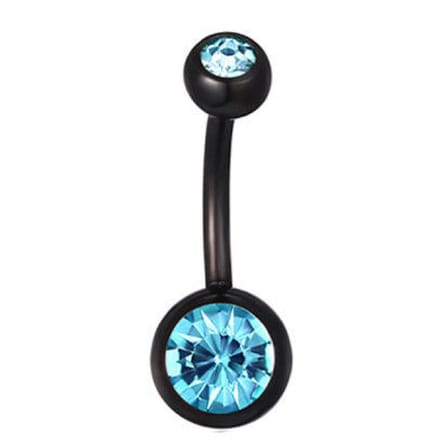 Navel Piercing - Zwart Met Steentjes