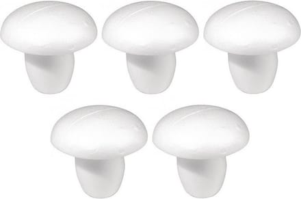 Rayher hobby DIY piepschuim paddestoel - 5x - 13 cm - wit - Knutselen - materialen