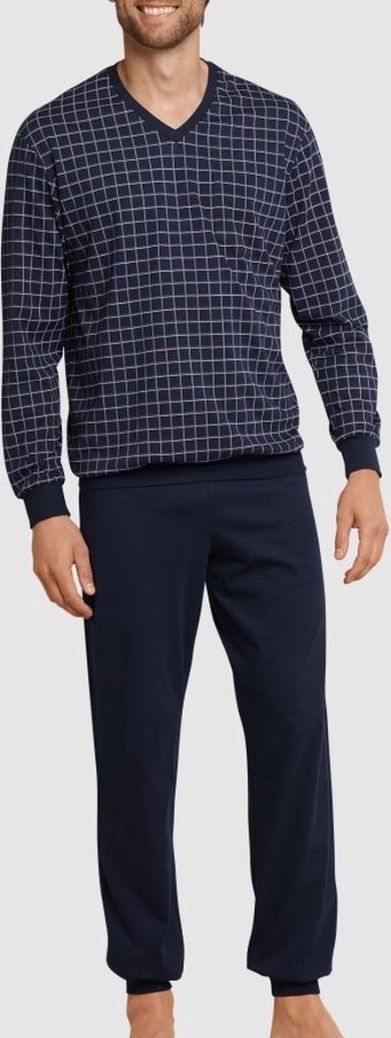 Schiesser Heren Pyjama - Donkerblauw - V Hals - Maat S