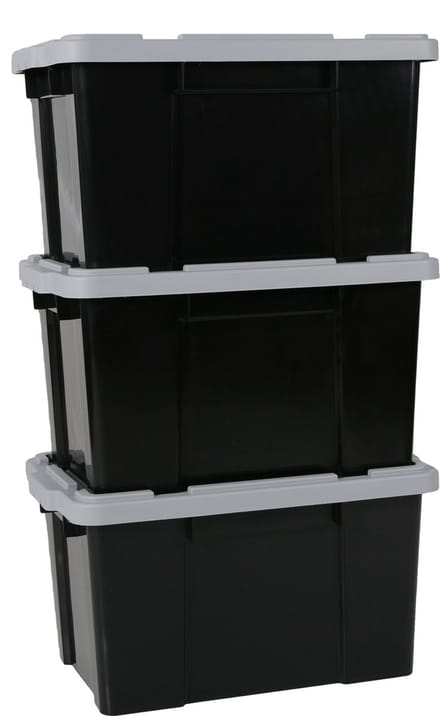 IRIS Powerbox Opbergbox - 50L - Kunststof - Zwart/Grijs - Set van 3