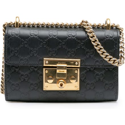 Tweedekans Kleine Guccissima Padlock Schoudertas