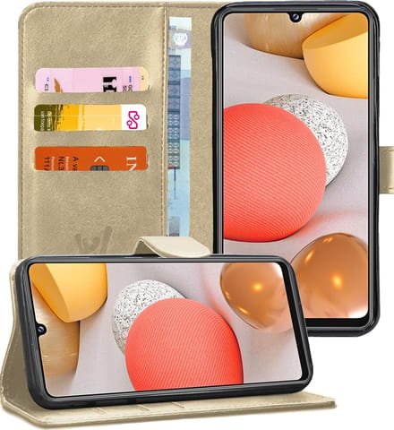 Hoesje geschikt voor Samsung Galaxy A42 - Book Case Kunstleer Pasjeshouder Goud