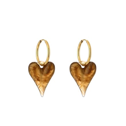 Bijoutheek Oorhangers Resin Hart Coffee