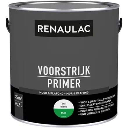 Renaulac Primer - Muur En Plafond - Mat Wit - 2,5l