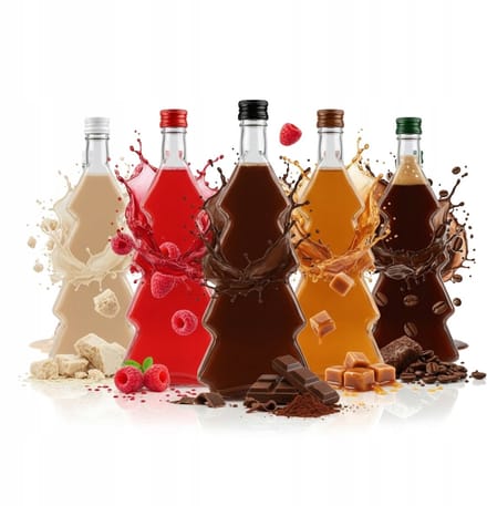 Bimberek - Decoratieve Glazen Flessen - 500ml - Kerstboomvorm - Set van 5