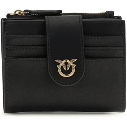 PINKO Leren portemonnee Multi Purpose Wallet Nero - Antique Gold zwart