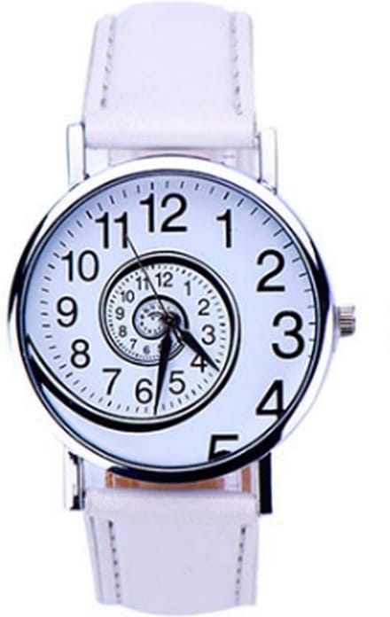 Hidzo Horloge Swirl Ø 37 mm - Wit - Kunstleer