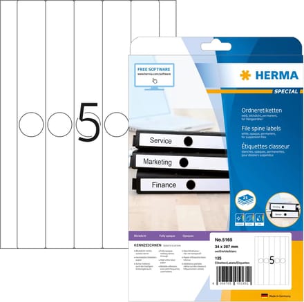 Herma Suspension file labels white 34x297 SuperPrint 125pcs