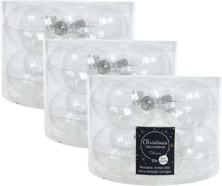 Kerstballen set - 30x stuks - transparant - glas - 6 cm - glans/mat - kerstversiering