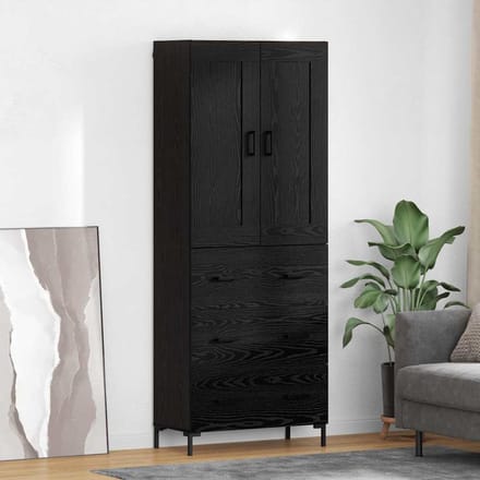 vidaXL - Highboard - 2 - st - Zwart - Eiken - 69,5 - x - 34 - x - 180 - cm - Bewerkt - hout