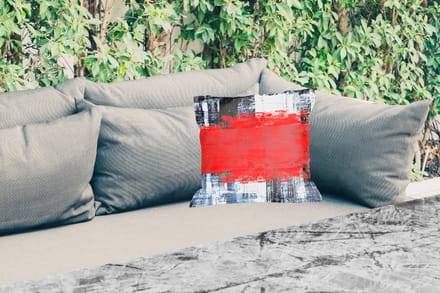 Tuinkussen - Schilderij - Abstract - Rood - Olieverf - 40x40 cm - Weerbestendig