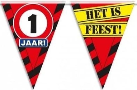 3x 1 jaar vlaggenlijn waarschuwingsbord 10mtr