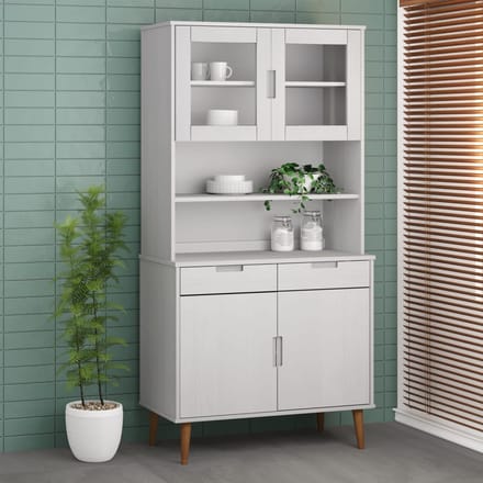 vidaXL - Opzetkast - MOLDE - 90x35x100 - cm - massief - grenenhout - wit