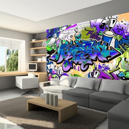 Fotobehang – Behangpapier - Fotobehang - Graffiti: violet theme 100x70 - Artgeist