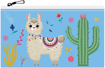 Diamond Dotz Etui met rits - Llama Party - ronde steentjes
