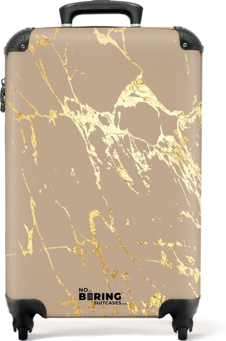 NoBoringSuitcases.com® - Reiskoffer beige - Marmer koffer - 55x35x25