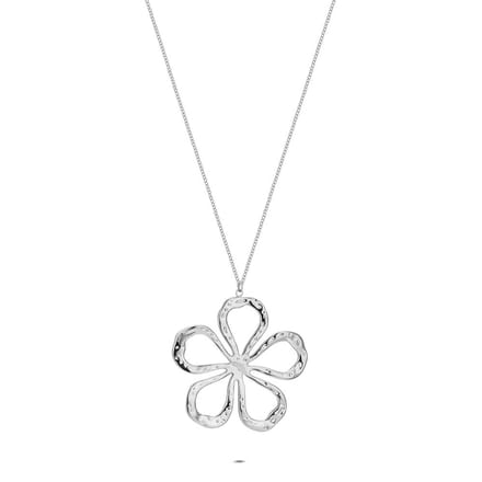 Twice As Nice Halsketting in edelstaal, bloem Zilverkleurig 70cm