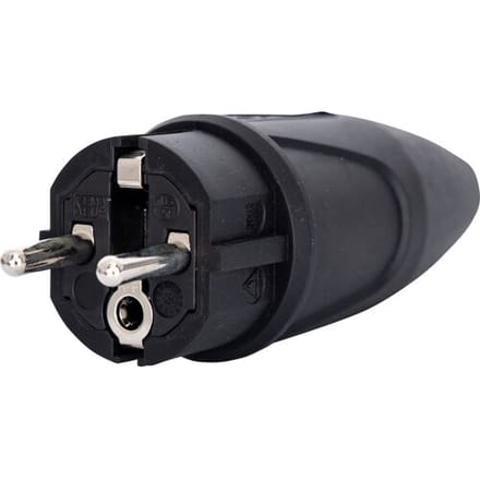 Power Stekker volrubber 16A randaarde zwart IP44